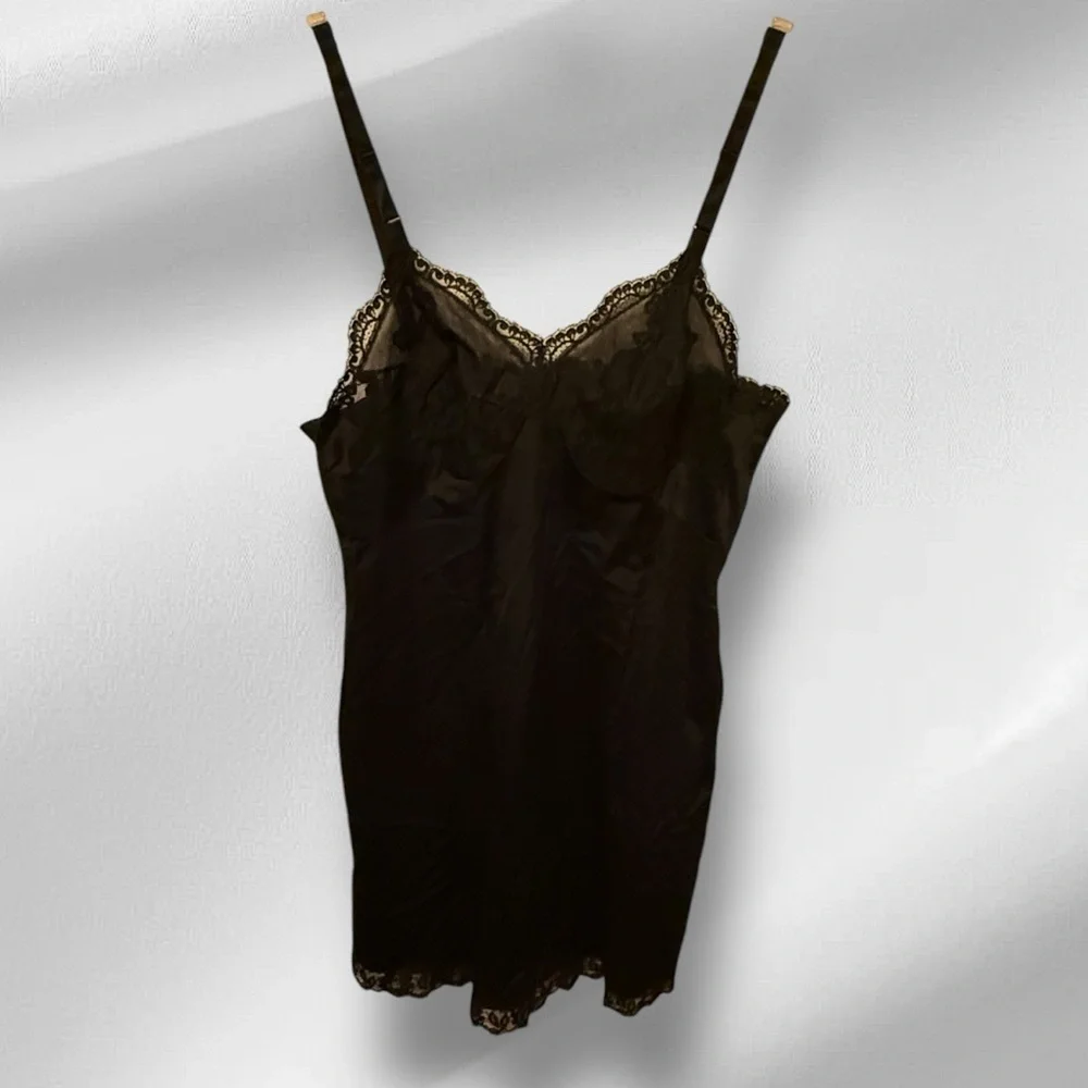 Vintage Gossard Artemis Black Full Nylon Slip - Picture 1 of 6